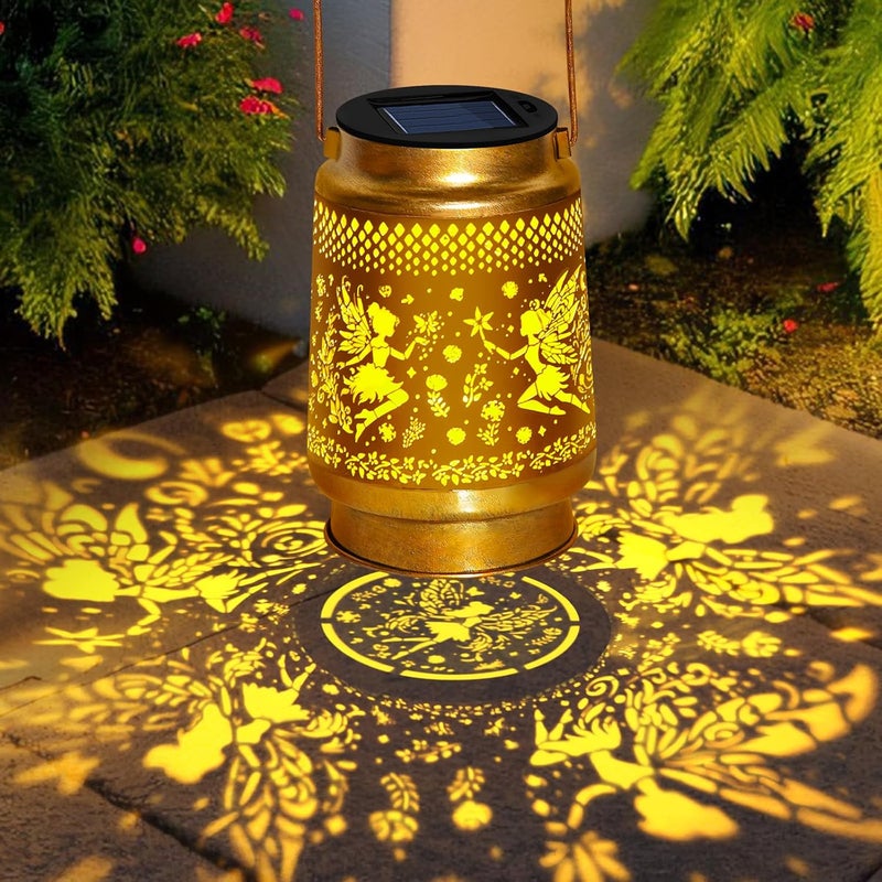 EDOF 2 Packs Fairy Solar Lanterns Outdoor Waterproof with Shepherd Hook,Hanging Solar Lights Fairy Garden Decor,Christmas Decorations Gifts for Women Grandma,Metal Decorative Lanterns for Yard,Patio,Porch - Image 3